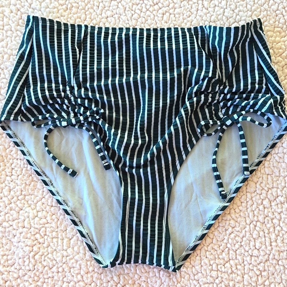 Adore Me Green and White Bikini Bold Stripes